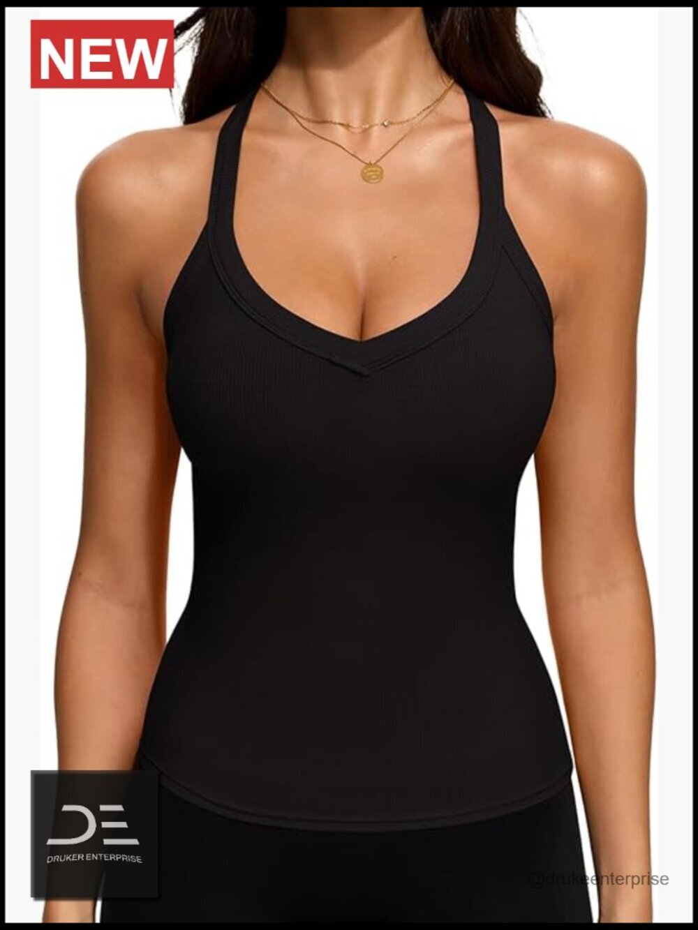 V Neck Racerback Tank Top - Ribbed Modal Spandex